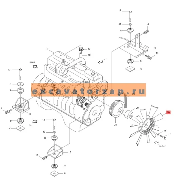 Вентилятор 11EK-02321 (аналог, КНР) охлаждения двигателя экскаватора HYUNDAI R140, R160
