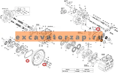 Ремкомплект гидронасоса 31Q6-15320 + XJBN-00763 + XJBN-00764 (уплотнения + прокладки) экскаватора HYUNAI R210W9S