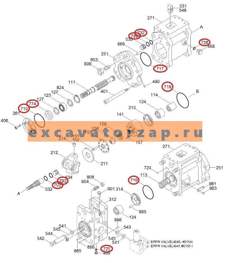 Ремкомплект гидронасоса 31E5-03010-BK экскаватора HYUNDAI R320LC