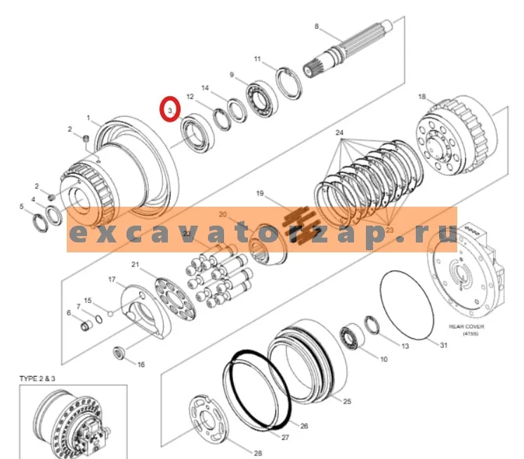 Сальник 39Q6-41130 (аналог, Корея) гидромотора хода экскаватора HYUNDAI HX140L, HX220L, HX220NL, HX235L, HX260L, R125LCR-9A, R140LC9, R140LC9A, R140LC9S, R140LC9V, R145CR9, R145CR9A, R210LC7A, R210LC9