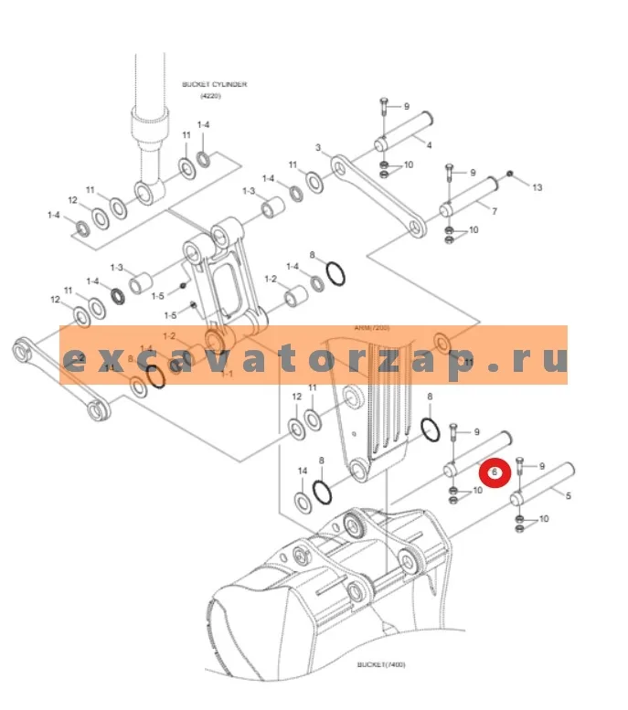 Палец 61EK-11111 (аналог, Корея), ковш-рукоять экскаватора HYUNDAI HX160L, HX180L, R160LC7, R160LC7A, R160LC9, R160LC9A, R160LC9S, R160W9A, R170W7, R170W7A, R170W9, R170W9S, R180LC7, R180LC7A, R180LC9, R180LC9A, R180LC9S, R180W9A, R180W9S, RB160LC9S