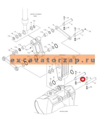 Палец 61EK-11110 (аналог, Корея), ковш-рукоять экскаватора HYUNDAI HX160L, HX180L, R160LC7, R160LC7A, R160LC9, R160LC9A, R160LC9S, R160W9A, R170W7, R170W7A, R170W9, R170W9S, R180LC7, R180LC7A, R180LC9, R180LC9A, R180LC9S, R180W9A, R180W9S, RB160LC9S