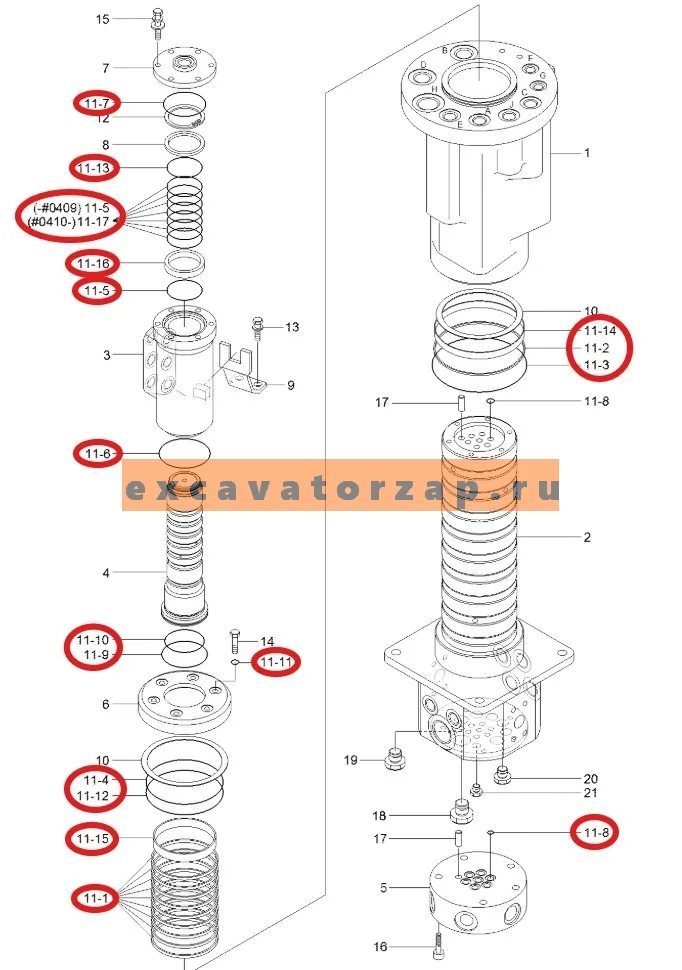 Ремкомплект 31N4-40952 центрального коллектора экскаватора HYUNDAI R140W9S, R170W9S, R180W9S
