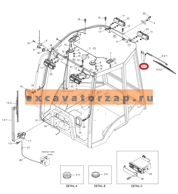 Мотор стеклоочистителя 21U2-50101 заднего экскаватора погрузчика HYUNDAI H940S