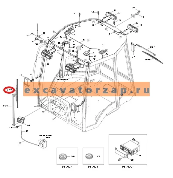 Щетка стеклоочистителя 24L3-41020 переднего экскаватора погрузчика HYUNDAI H940S