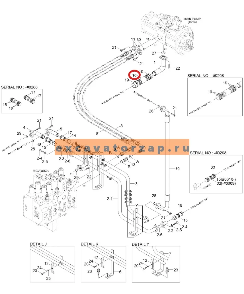 Патрубок P760-103022 (аналог, Корея) гидравлический экскаватора HYUNDAI R170W9, R170W9S, R180W9A, R180W9S