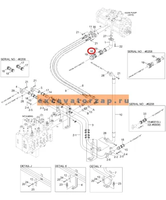 Патрубок P760-103022 (аналог, Корея) гидравлический экскаватора HYUNDAI R170W9, R170W9S, R180W9A, R180W9S