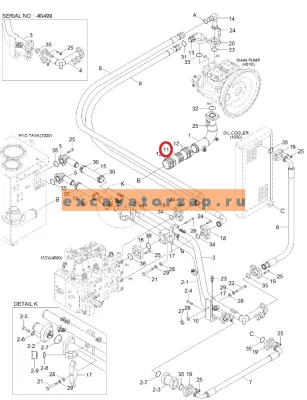 Патрубок P760-102026 (аналог, Корея) гидравлический экскаватора HYUNDAI R210W9S