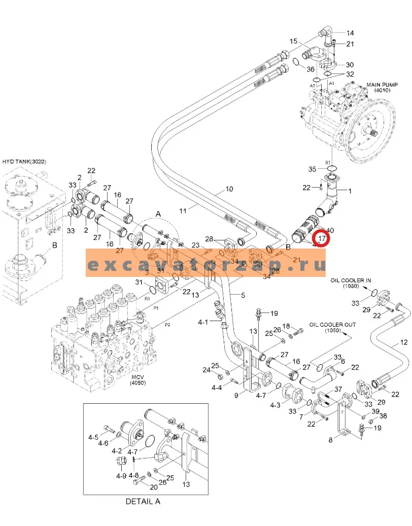 Патрубок P760-102028 (аналог, Корея) гидравлический экскаватора HYUNDAI R210W9A, R210W9AMH, R210W9S