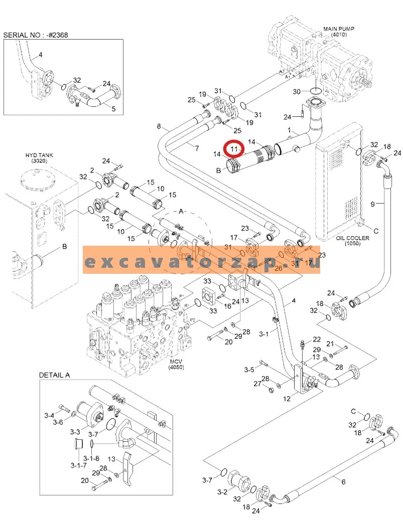 Патрубок P760-102032 (аналог, Корея) гидравлический экскаватора HYUNDAI R210LC9, R210LC9BC, R210LC9BH, R210NLC9, R220LC9A, RB220LC9S, RD220LC9
