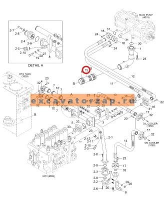 Патрубок P760-102042 (аналог, Корея) гидравлический экскаватора HYUNDAI HX260L, HX330L, HX380L, HX430L, R250LC9, R250LC9A, R260LC9S, R300LC9A, R300LC9S, R320LC9, R330LC9A, R330LC9S, R330LC9SH, R360LC9, R380LC9A, R380LC9DM, R380LC9MH, R380LC9SH, R390LC9, R