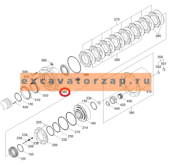 Ступица 900122-00046 моста экскаватора Doosan DX140W
