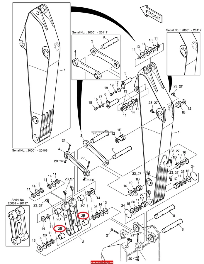 Втулка 2110-1228В (трапеция-ковш) экскаватора Doosan DX225 (Аналог)