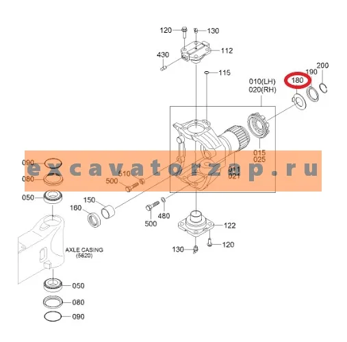 Шайба K9001513 переднего моста экскаватора Doosan DX140W