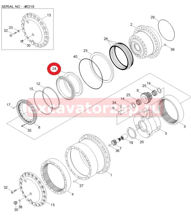 Подшипник 610B1033-0000 редуктора хода экскаватора Doosan Solar 220LC-3
