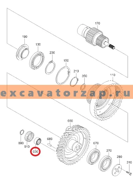 Подшипник 0735.455.315, 0735455315, 0735-455-315 сателлита КПП экскаватора Doosan
