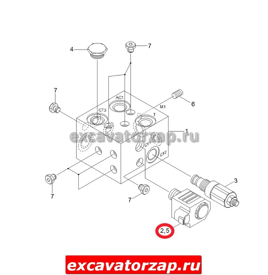 Катушка 300715-00038 (АНАЛОГ) гидравлического клапана экскаватора Doosan