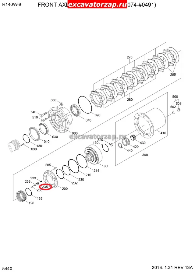 Пружина 1.131-00110 моста экскаватора Doosan DX140W, DX160W, DX190W