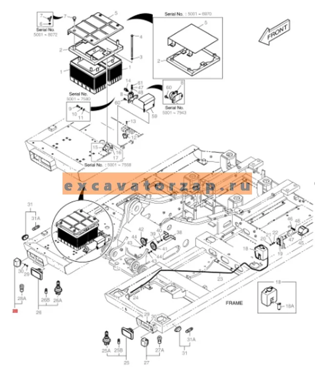 Указатель поворота 301005-02052 (аналог, КНР) экскаватора DOOSAN DX140, DX160, DX170, DX190, DX210