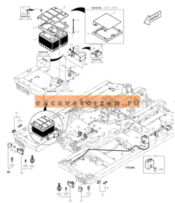 Указатель поворота 301005-02052 (аналог, КНР) экскаватора DOOSAN DX140, DX160, DX170, DX190, DX210