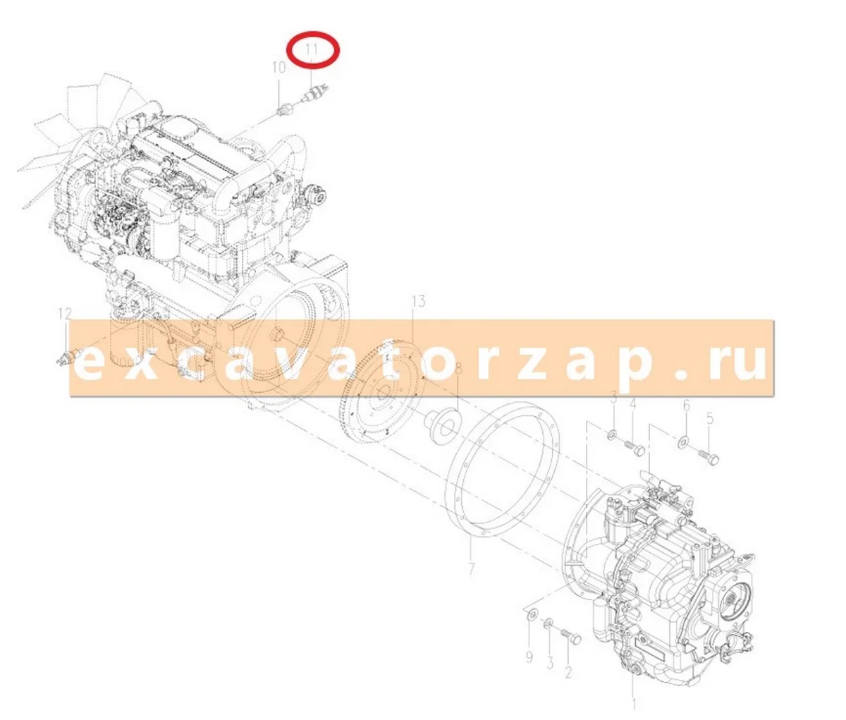 Датчик температуры C36F56 двигателя экскаватора погрузчика Tarsus 880, 888 (ELAZ)