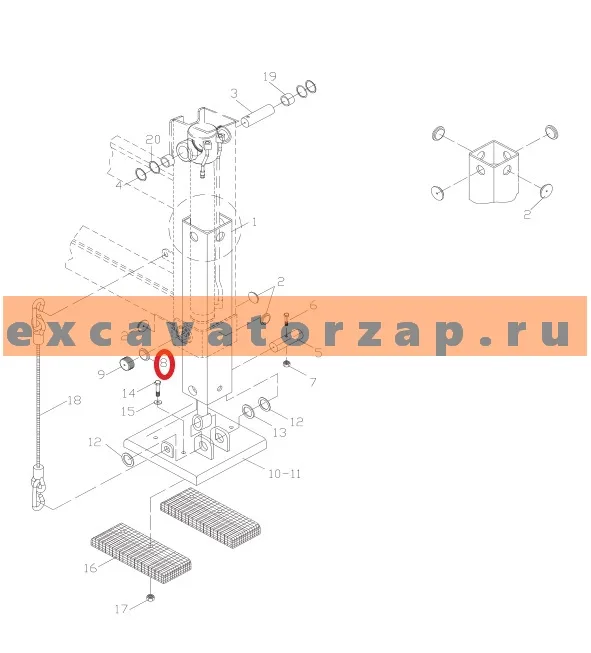 Уплотнение аутригера (направляющая опоры, лапы) C56K17 экскаватора погрузчика Tarsus 880, 888