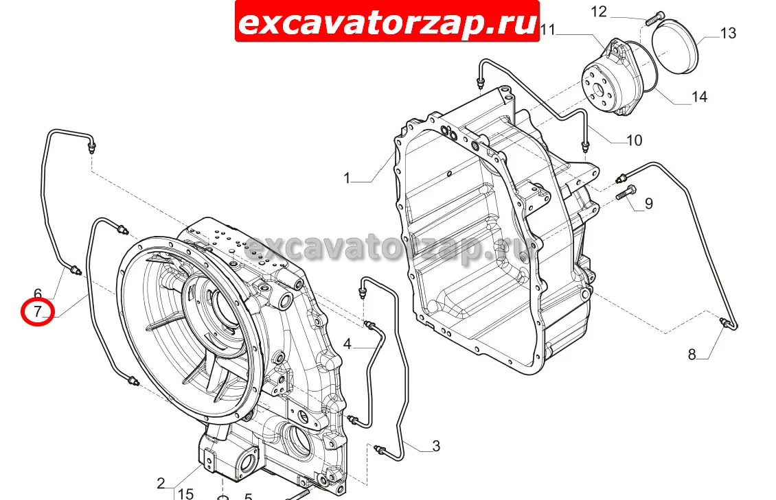 Трубка 149451 КПП экскаватора погрузчика MST542, 544