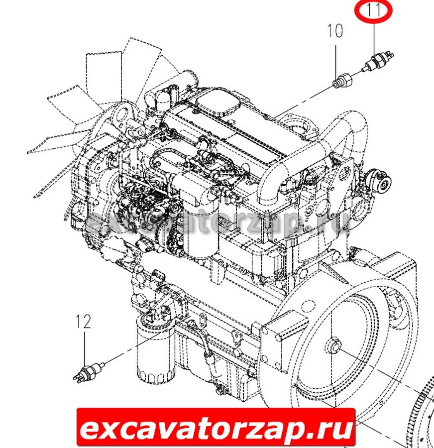 Датчик температуры двигателя экскаватора погрузчика Tarsus 880, 888 (ELAZ)