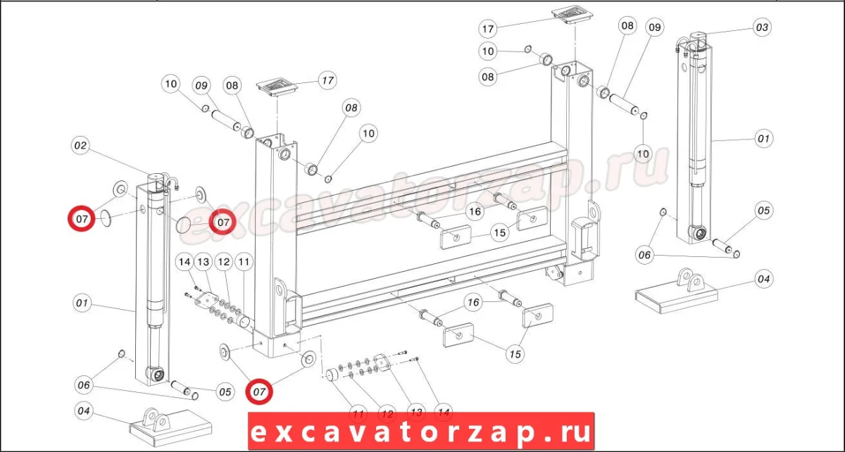 Уплотнение 5420769 направлющее аутригера (лапы) экскаватора погрузчика MST542, MST5444