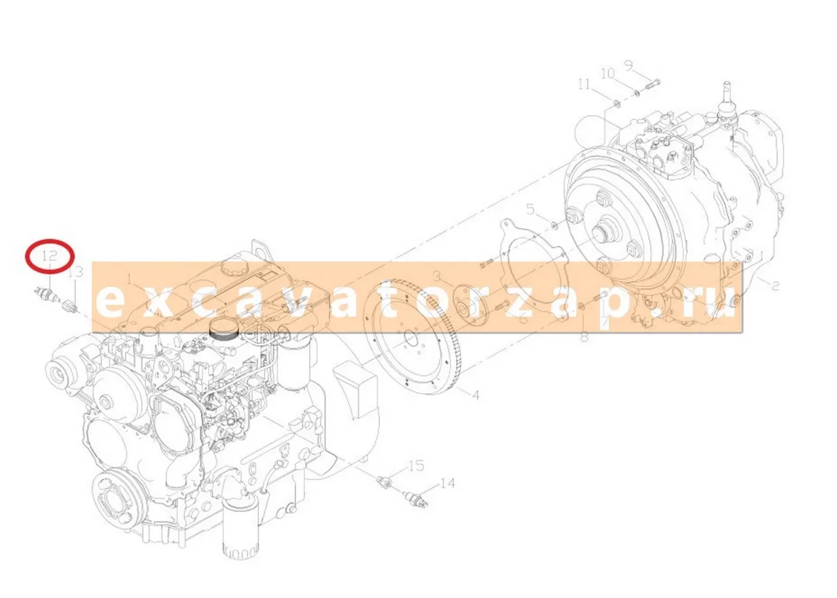 Датчик 204136062 температуры двигателя экскаватора погрзучика ELAZ, Cukurova