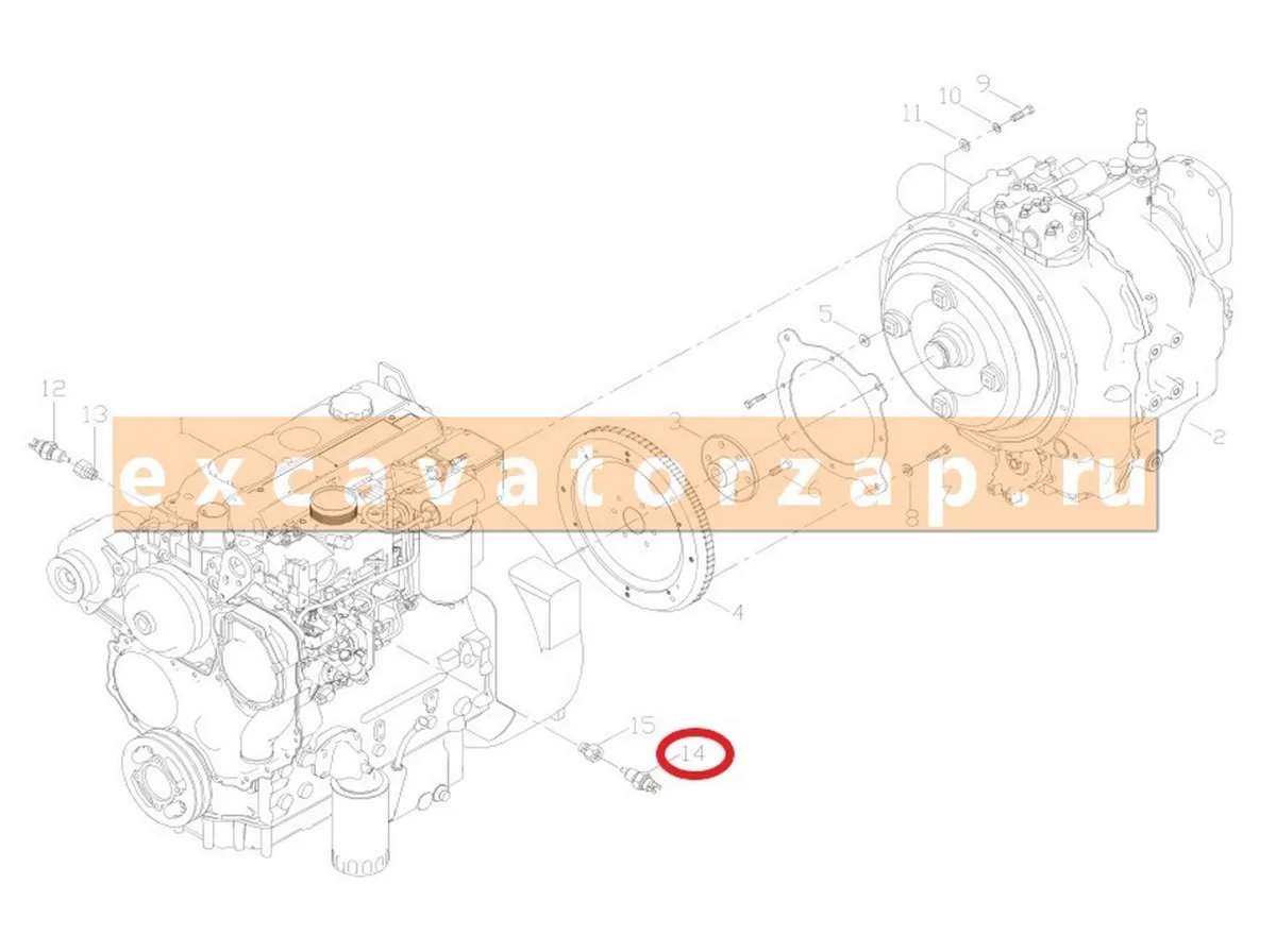 Датчик C36E87 температуры двигателя экскваватора погрузчика Tarsus 880, 888 (ELAZ, Cukurova)