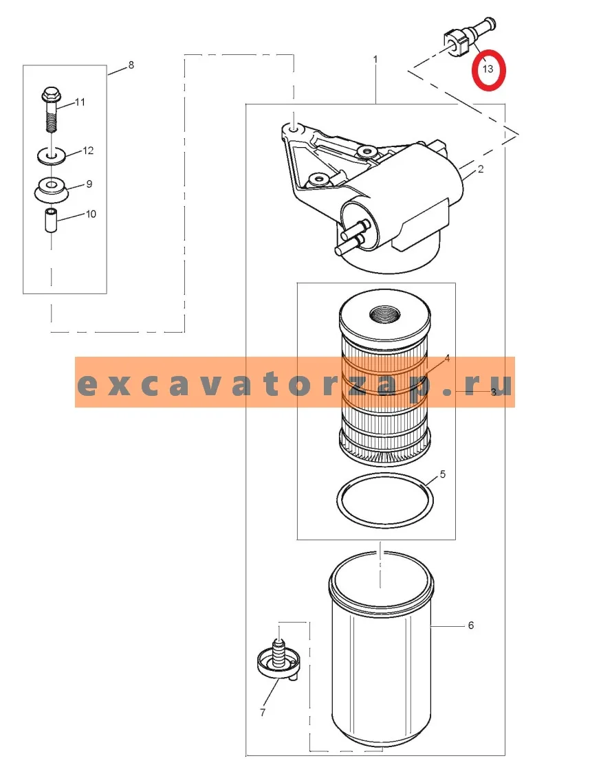 Штуцер 3763A046 (переходник, коннектор, трубка) топливного насоса низкого давления экскаватора погрузчика MST542, MST544