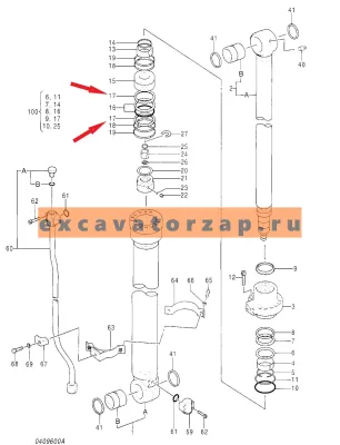 Кольцо защитное (опорное) для уплотнения поршня 0496706, 125х119х3,0,  125-119-3,0 гидроцилиндра экскаватора HITACHI