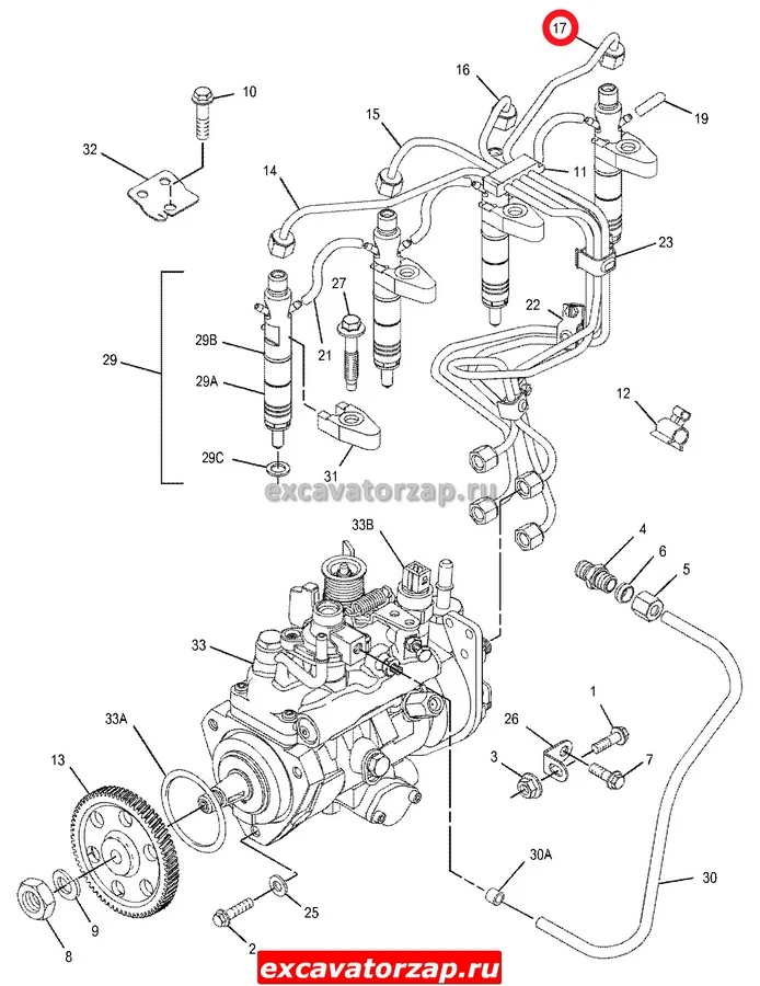 Трубка топливная 3525A104 (АНАЛОГ) 4-го цилиндра двигателя PERKINS