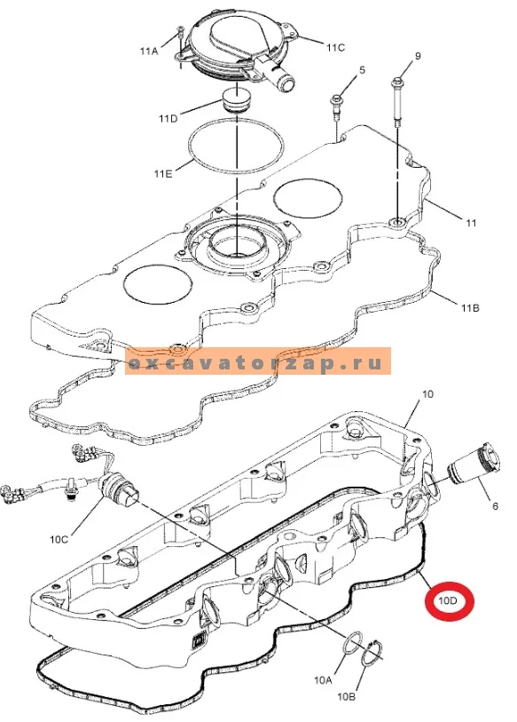 Прокладка 3681A069 проставки клапанной крышки двигателя Perkins