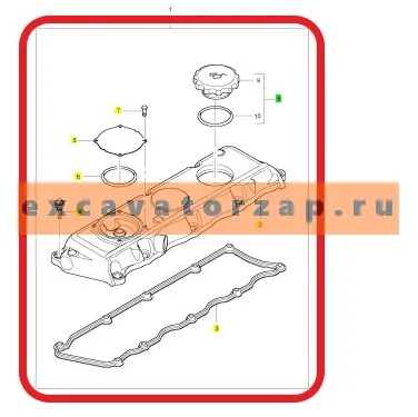 Крышка клапанная в сборе 10000-10852 двигателя PERKINS
