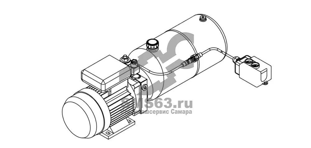 Станция насосная гидравлическая TDDL-00-1015-AS225-0075-006: 14MPa. 220V 0,75KW. 1450RPM. 2,1cc/r 8L Tank steel round horizontal. SV-08-2NCP-M-AC220V. Port G3/8 With 2 button remote cable