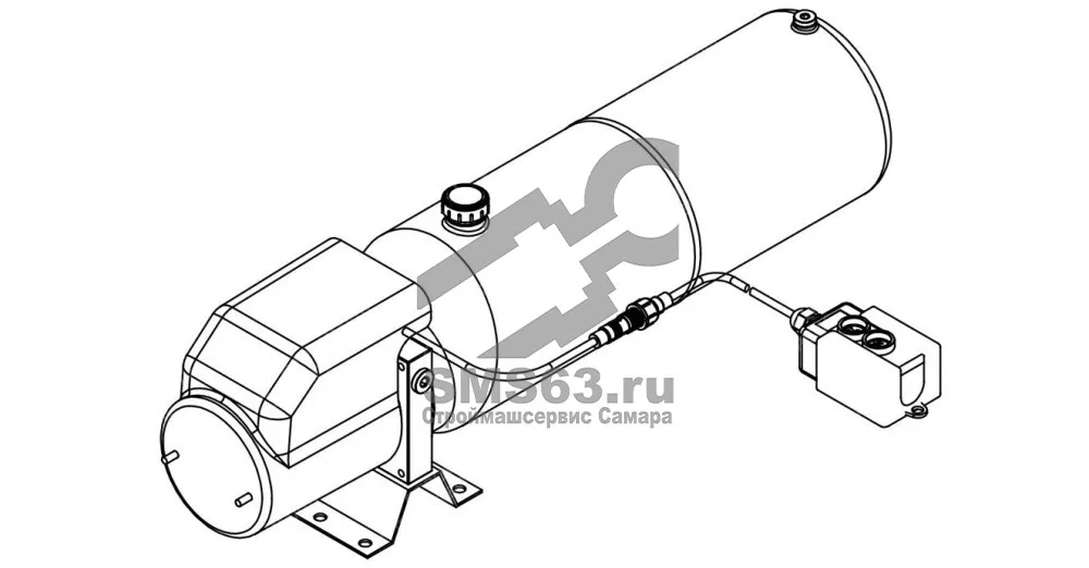 Станция насосная гидравлическая TDDL-00-1015-DC024-0220-006: 20MPa. 24V 2,2 KW. 2500RPM 2,7cc/r 12L Tank steel round horizontal. SV-08-2NCP-M-DC24V. Port G3/8 With 2 button remote cable With the bracket for motor and the protect cover for motor