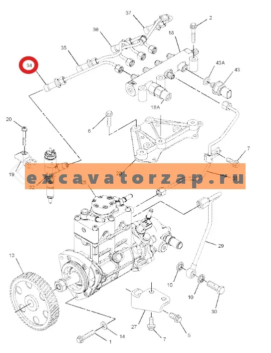 Трубка топливная 3525A191 (аналог) топливная рампа - форсунка 1-го цилиндра двигателя PERKINS