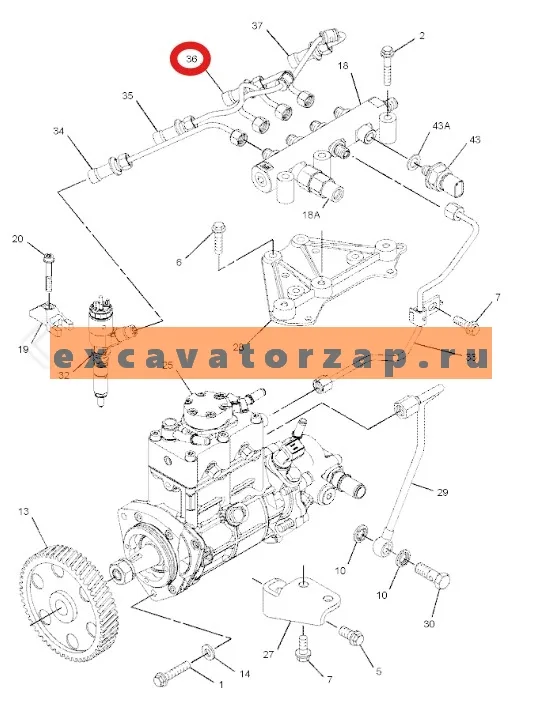 Трубка топливная 3525A193 (аналог) топл. рампа - форсунка 3-го цилиндра двигателя PERKINS