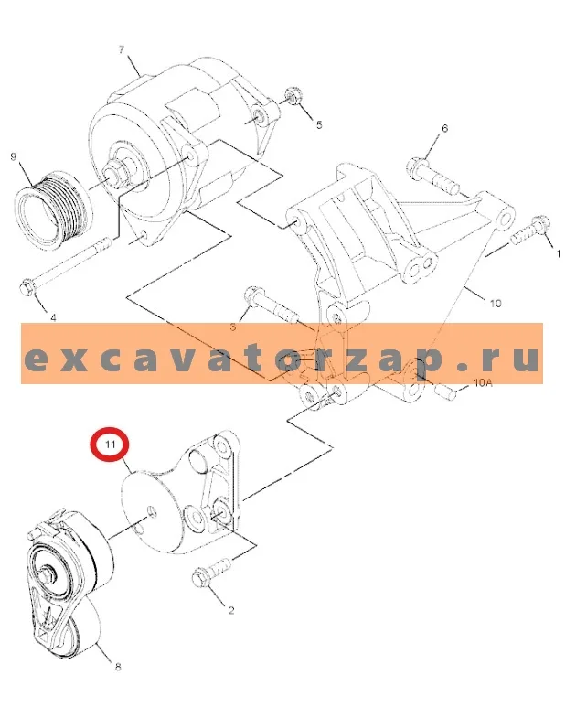 Кронштейн крепления натяжителя ремня 3812A261 двигателя PERKINS