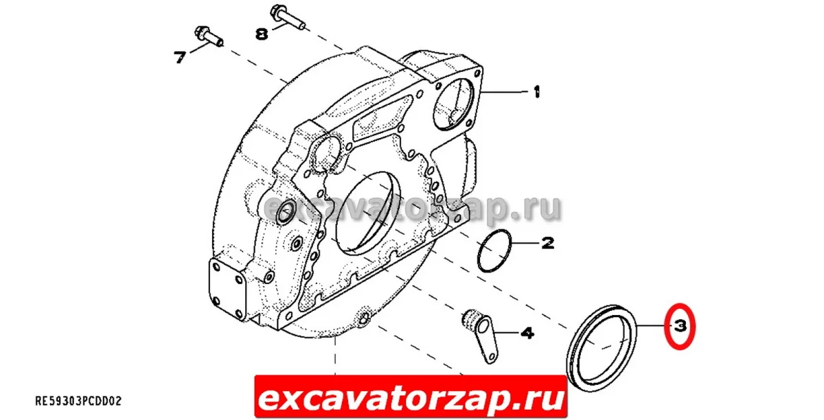 Сальник F01/82458, F0182458 коленвала задний двигателя экскаватора погрузчика Hidromek 102B