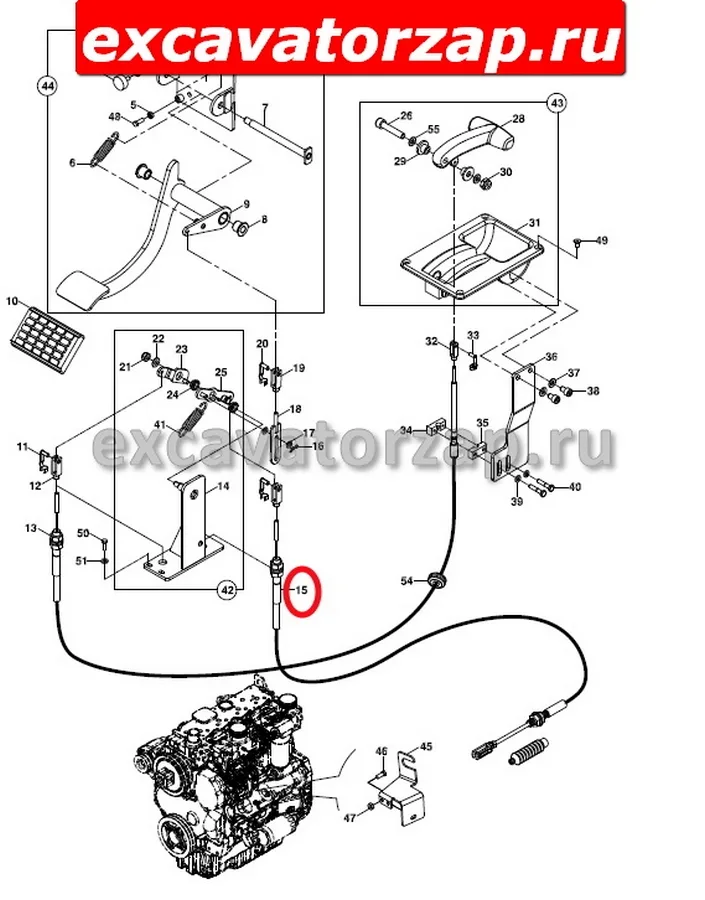 Трос педали газа F31/12015, F31/12014 экскаватора погрузчика Hidromek 102