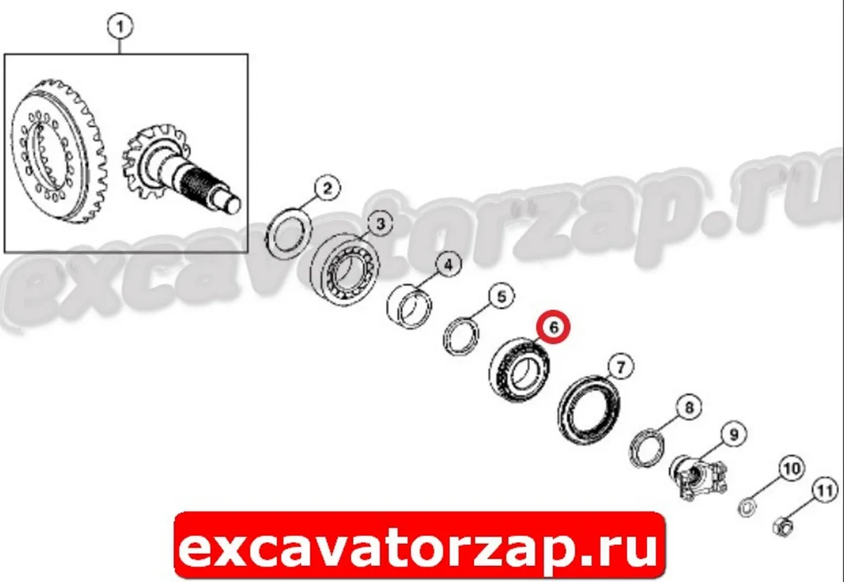 Подшипник S06/44008, S0644008 (АНАЛОГ) главной пары моста экскаватора погрузчика Hidromek 102