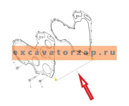 Крышка передняя F01/41413, F0141413 (без прокладки) двигателя экскаватора погрузчика Hidromek 102
