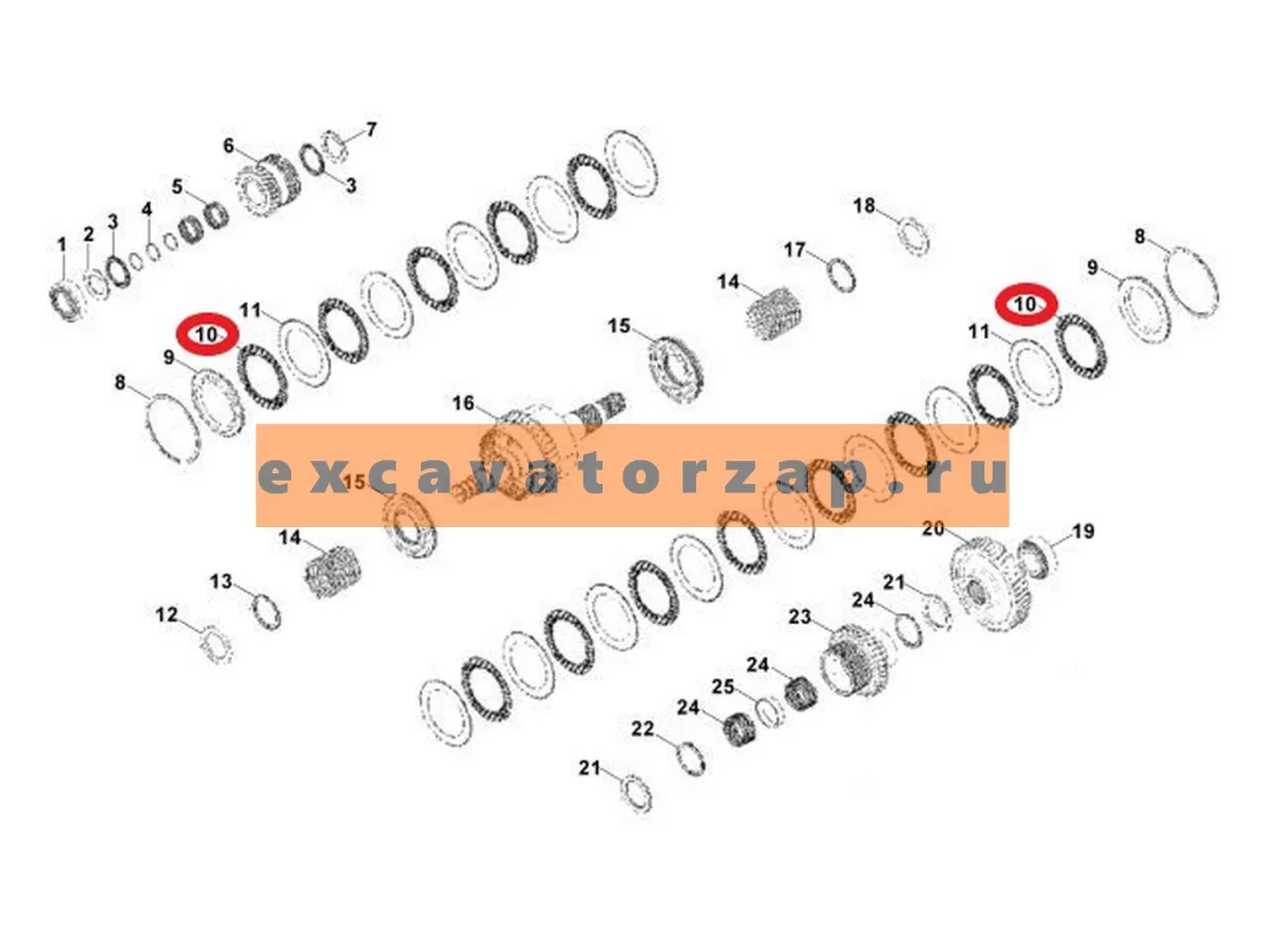 Диск фрикционный КПП F0340144, F03/40144 экскаватора погрузчика Hidromek 102S