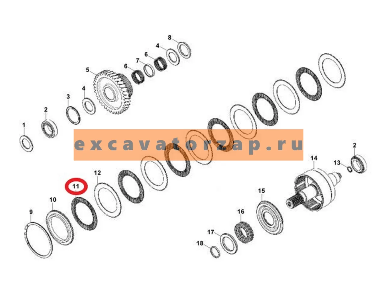 Диск фрикционный КПП F0340128, F03/40128 экскаватора погрузчика Hidromek 102S