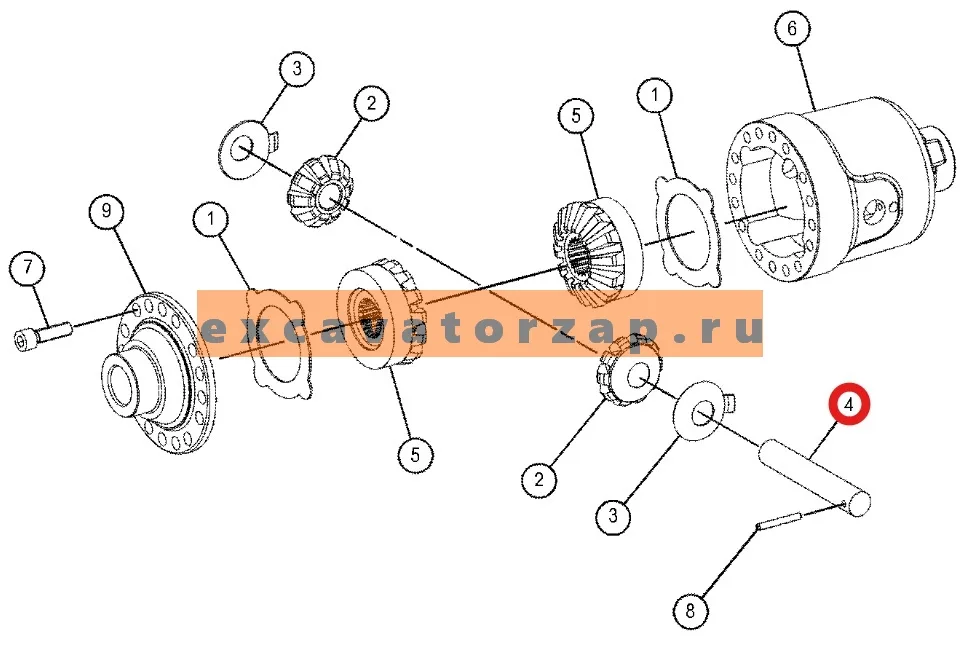 Палец дифференциала S06/43033, S0643033 моста экскаватора погрузчика Hidromek 102