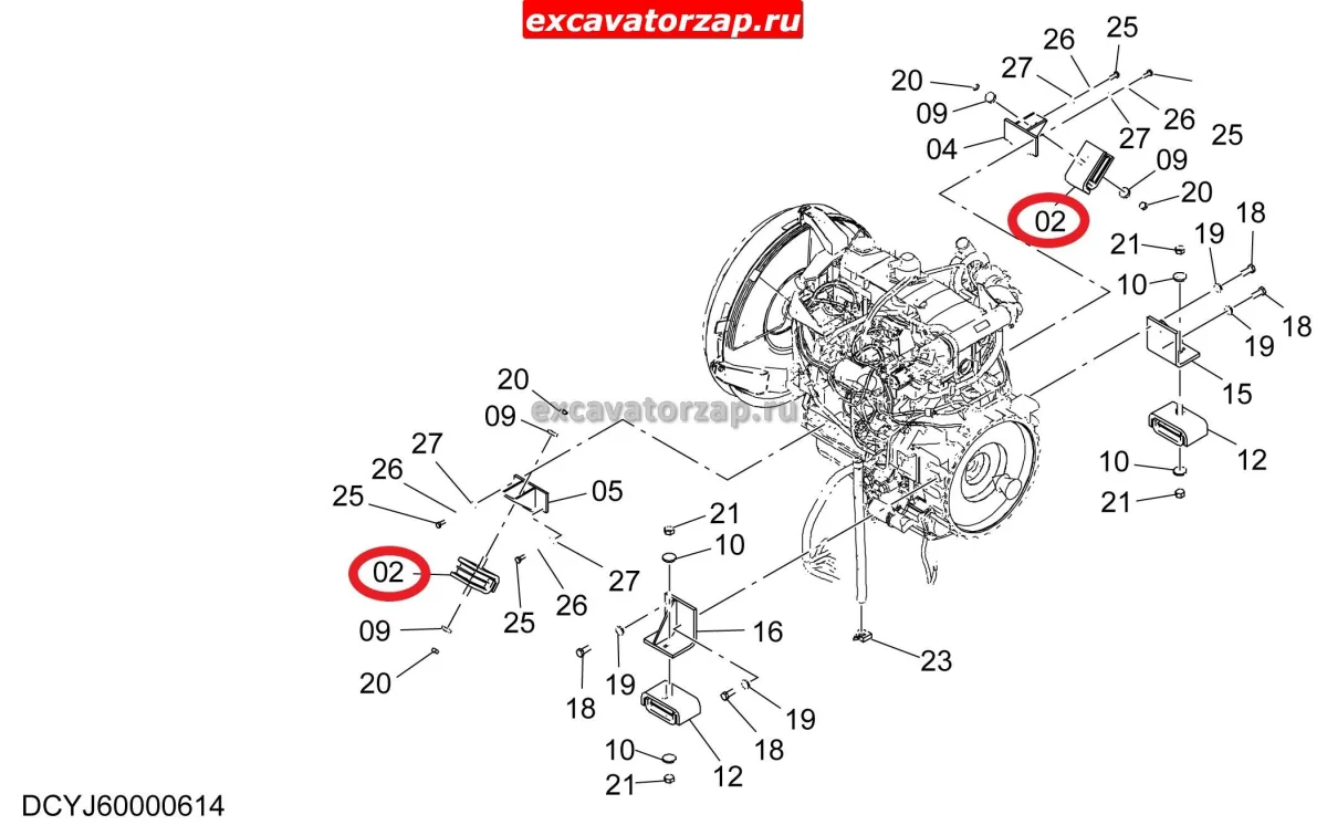 Подушка двигателя передняя 4624866 экскаватора Hitachi