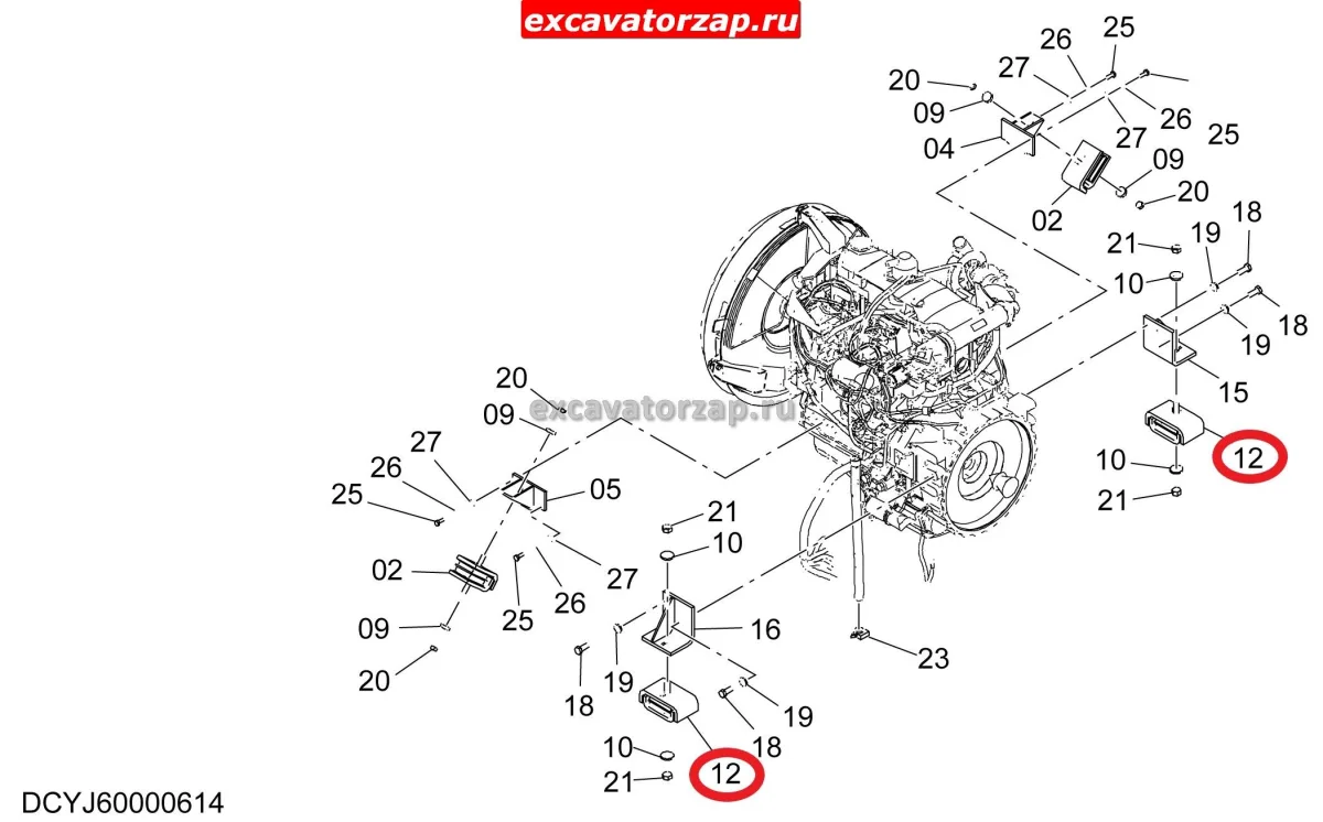 Подушка двигателя задняя 4641027 экскаватора Hitachi